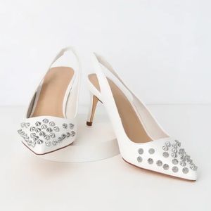 NWT Lulus Lucky White Studded Slingback Pumps